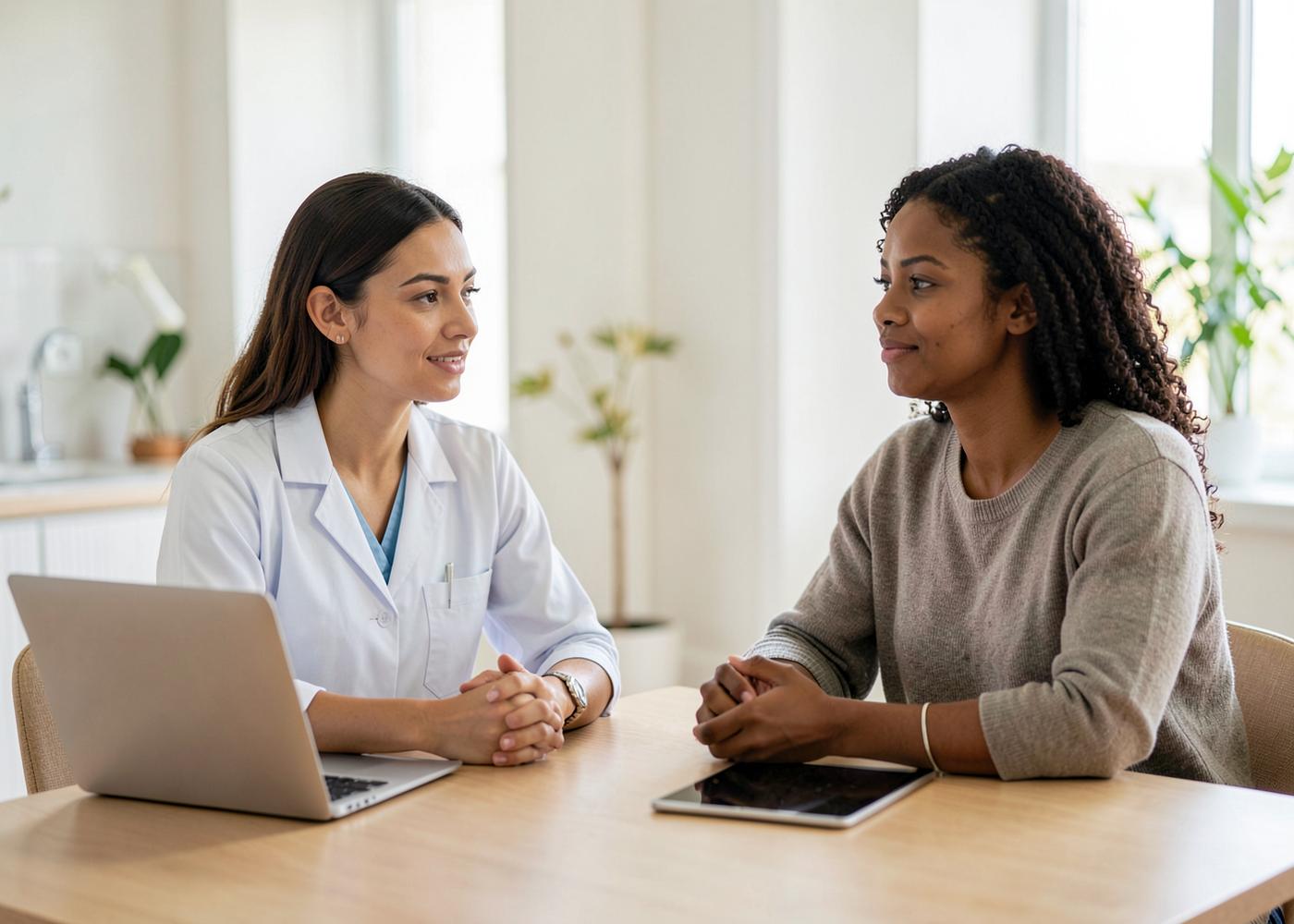 Care professional in conversation with a client