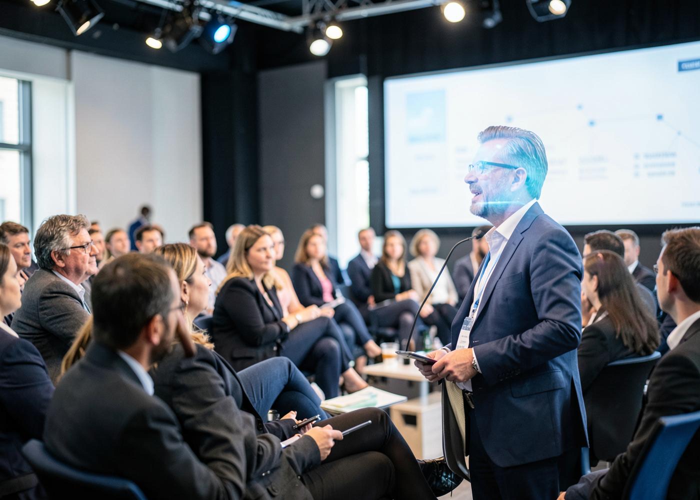 Speaker engaging an international audience